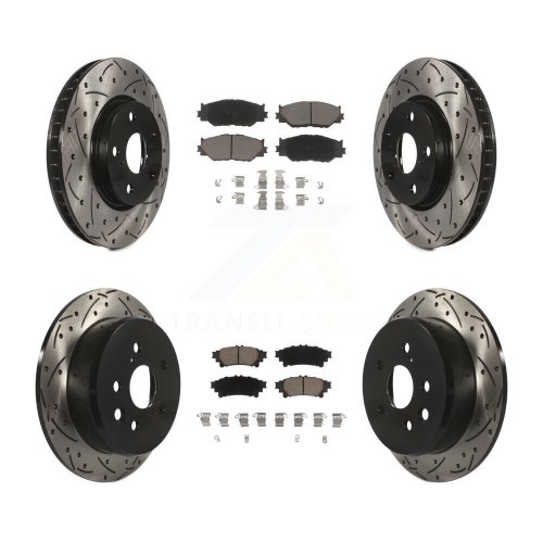 Front Rear Drill Slot Brake Rotor Ceramic Pad Kit For 2014-2015 Lexus IS250 Base with RWD KDC-100565