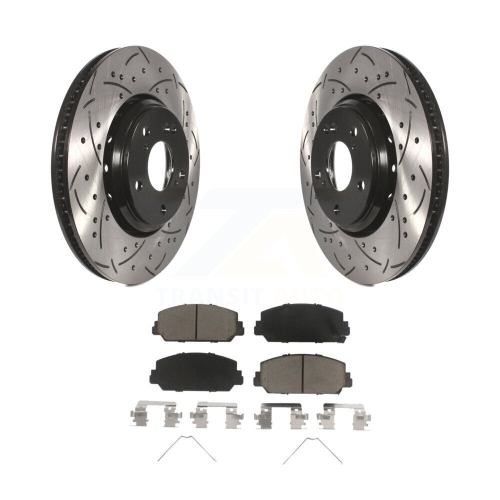 TRANSIT AUTO  Front Coated Drill Slot Disc Brake Rotor Ceramic Pad Kit for Honda Civic Accord Acura Ilx Kdc-100026