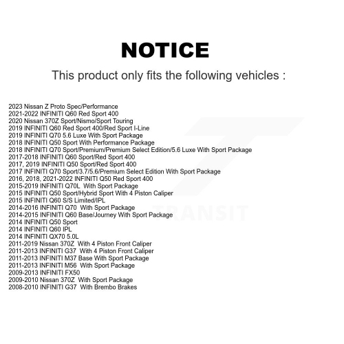 Front Brake Rotors & Ceramic Pad Kit For INFINITI Q50 G37 Nissan 370Z Q60 M37 FX50 Z QX70 K8C-100160