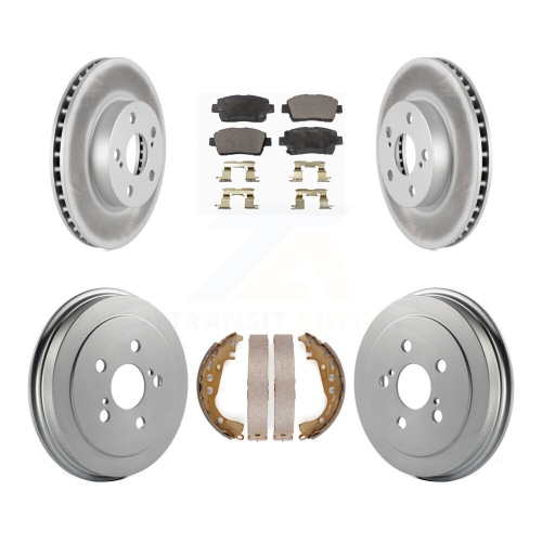 Front Rear Coated Disc Brake Rotors Semi-Metallic Pad Drum Kit For 2004-2008 Toyota Prius KGF-102348