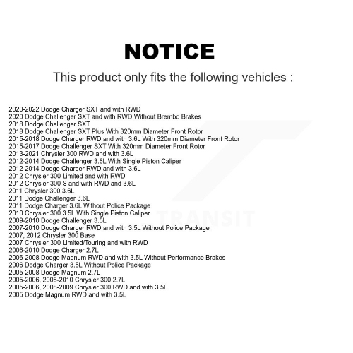 Front Coated Brake Rotor Ceramic Pad Kit For Dodge Chrysler 300 Charger Challenger Magnum KGT-100159