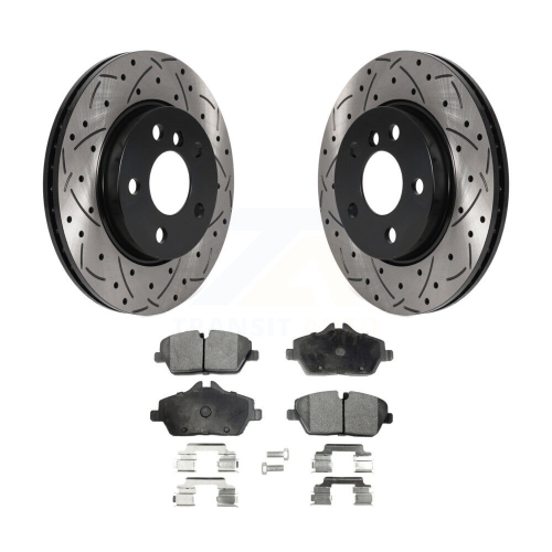 TRANSIT AUTO  Front Coated Drilled Slotted Disc Brake Rotors And Ceramic Pads Kit for Mini Cooper Kdt-100806