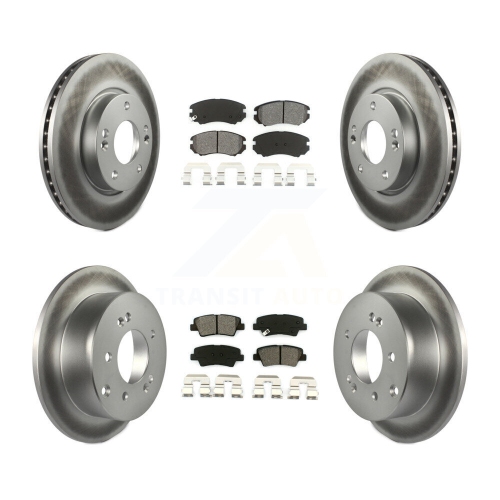 TRANSIT AUTO  Front Rear Coated Disc Brake Rotors And Semi-Metallic Pads Kit for 2012-2013 Kia Soul Kgs-100822