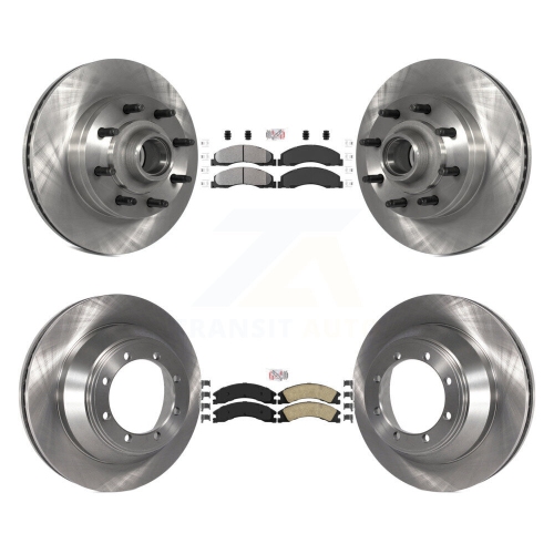 TRANSIT AUTO  Front Semi-Metallic Rear Ceramic Pad & Disc Brake Rotor Hub Kit for Ford E-450 Super Duty K8A-105268