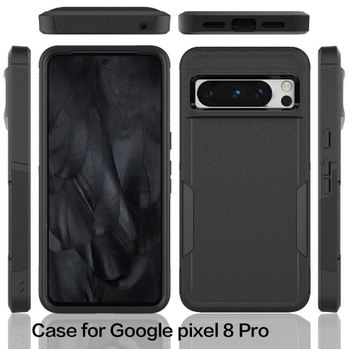 【CSmart】 Dual Layers Heavy Duty Rubber Armor Bumper Hard Case Cover for Google Pixel 8 Pro, Red