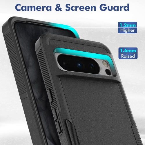 【CSmart】 Dual Layers Heavy Duty Rubber Armor Bumper Hard Case Cover for Google Pixel 8 Pro, Teal