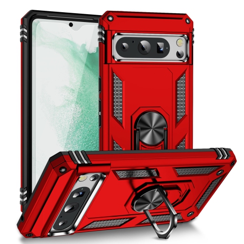 【CSmart】 Anti-Drop Hybrid Magnetic Hard Armor Case with Ring Holder for Google Pixel 8 Pro 2023, Red