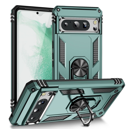 【CSmart】 Anti-Drop Hybrid Magnetic Hard Armor Case with Ring Holder for Google Pixel 8 Pro 2023, Midnight Green