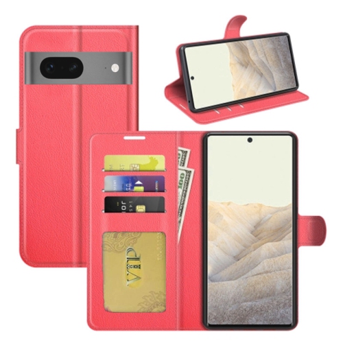 [CS] Google Pixel 8 Case, Magnetic Leather Folio Wallet Flip Case Cover with Card Slot, Red