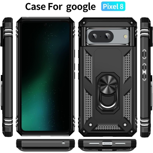 [CSmart] Étui hybride à coque rigide magnétique anti-chute avec anneau pour Pixel 8 2023 de Google, rose doré