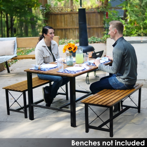 Sunnydaze 47.25" x 31.25" European Chestnut Patio Dining Table