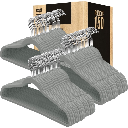 Ensemble de 150 cintres en velours antidérapants de qualité supérieure Utopia Home - Crochet rotatif à 360 degrés - durable et mince - cintres pour