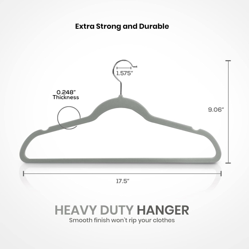 Utopia Home Premium Velvet Hangers 30 Pack - Non-Slip Clothes Grey Suit with 360 Degree Rotatable Hook Heavy Duty Coat