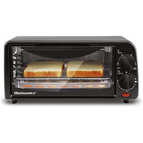 Elite Gourmet 2 Slice Countertop Toaster Oven Versatile - Black