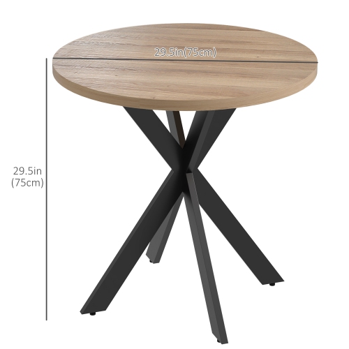 HOMCOM – Table de salle à manger ronde de 29 po pour 2-4 personnes, table de cuisine contemporaine moderne avec pattes en acier, brun