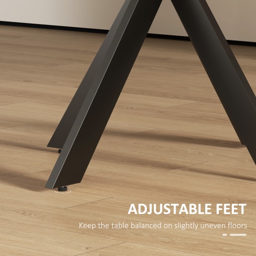 HOMCOM – Table de salle à manger ronde de 29 po pour 2-4 personnes, table de cuisine contemporaine moderne avec pattes en acier, brun