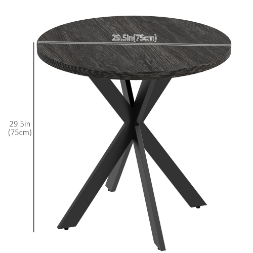 HOMCOM – Table de salle à manger ronde de 29 po pour 2-4&nbsp;personnes, table de cuisine contemporaine moderne avec pattes en acier, noir