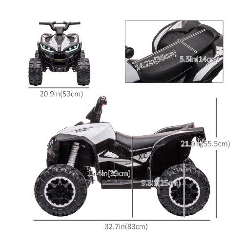 VTT pour enfants Aosom 12&nbsp;V, quad à quatre roues pour enfants avec musique, phares, haute et basse vitesse, VTT électrique alimenté par batterie