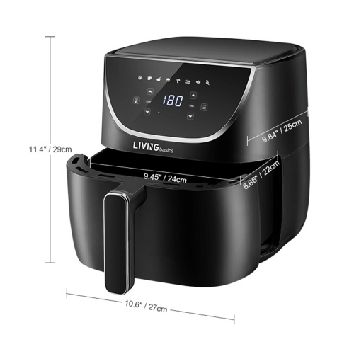 LIVINGbasics 6 QT Air Fryer - Digital Control, Non-stick Coating, 8 Cooking Presets