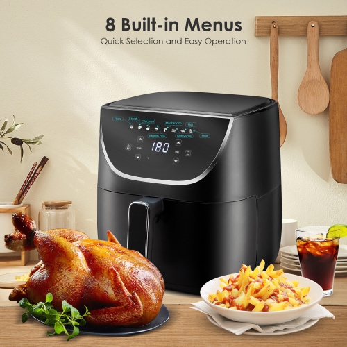 LIVINGbasics 6 QT Air Fryer - Digital Control, Non-stick Coating, 8 Cooking Presets