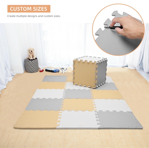 18pcs 1.62 Sqm Puzzle Baby Playmats , Assembled Size 71.38" x 36.42" EVA Foam Play Mat Crawl Floor Mat for Kids Toddler