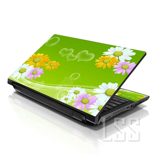 LSS  17 17.3 Inches Laptop Notebook Skin Sticker \w 2 Wrist Pads - Reusable Cover Protector Vinyl Sticker Cover Decal Fits 17" - 19" - Sunflowers