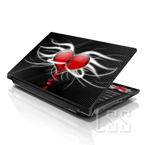 LSS 17 17.3 Inches Laptop Notebook Skin Sticker with 2 Wrist Pads - Reusable Cover Protector Vinyl Sticker Cover Decal Fits 17" - 19" - Broken Heart