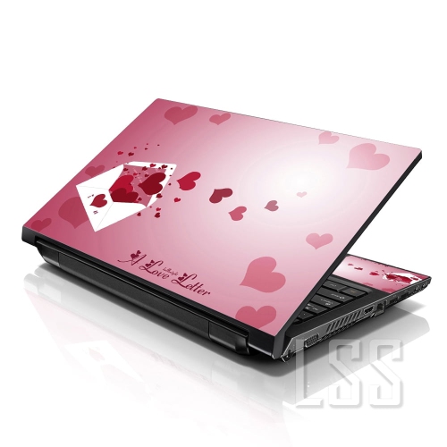 LSS  17 17.3 Inches Laptop Notebook Skin Sticker \w 2 Wrist Pads - Reusable Cover Protector Vinyl Sticker Cover Decal Fits 17" - 19" - Hearts