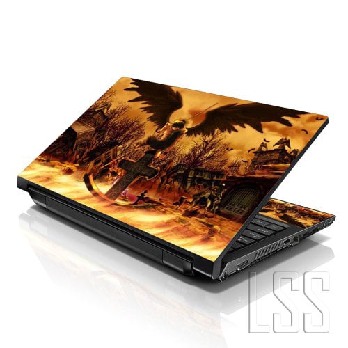 LSS  17 17.3 Inches Laptop Notebook Skin Sticker w 2 Wrist Pads - Reusable Cover Protector Vinyl Sticker Cover Decal Fits 17" - 19" - Cross Grave