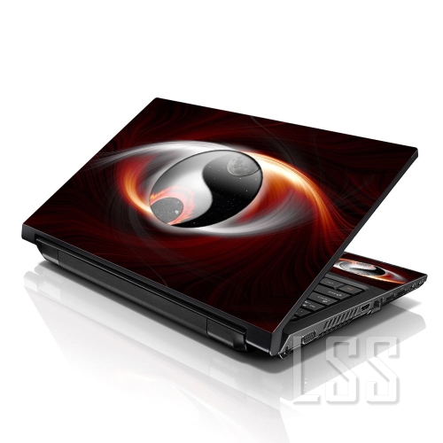 LSS  17 17.3 Inches Laptop Notebook Skin Sticker w 2 Wrist Pads - Reusable Cover Protector Vinyl Sticker Cover Decal Fits 17" - 19" - Ying Yang