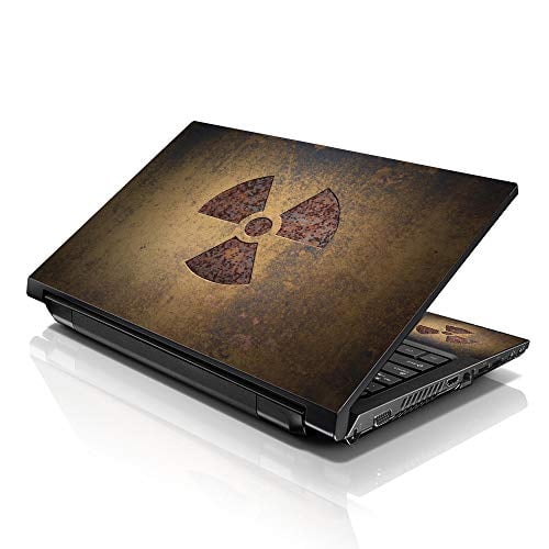 LSS  15 15.6 Inches Laptop Notebook Skin Sticker w 2 Wrist Pads - Reusable Cover Protector Vinyl Sticker Cover Decal Fits 13" - 16" - Nuclear Sign