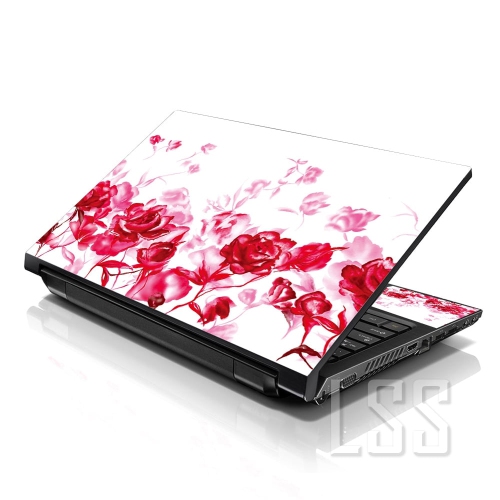 LSS  15 15.6 Inches Laptop Notebook Skin Sticker \w 2 Wrist Pads - Reusable Cover Protector Vinyl Sticker Cover Decal Fits 13" - 16" - Roses Pattern