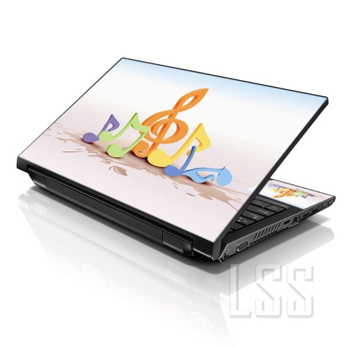 LSS 17 17.3 Inches Laptop Notebook Skin Sticker with 2 Wrist Pads - Reusable Cover Protector Vinyl Sticker Cover Decal Fits 17" - 19" - Musical Notes