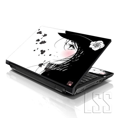 LSS 15 15.6 Inches Laptop Notebook Skin Sticker with 2 Wrist Pads - Reusable Cover Protector Vinyl Sticker Cover Decal Fits 13" - 16" - Girl Pattern