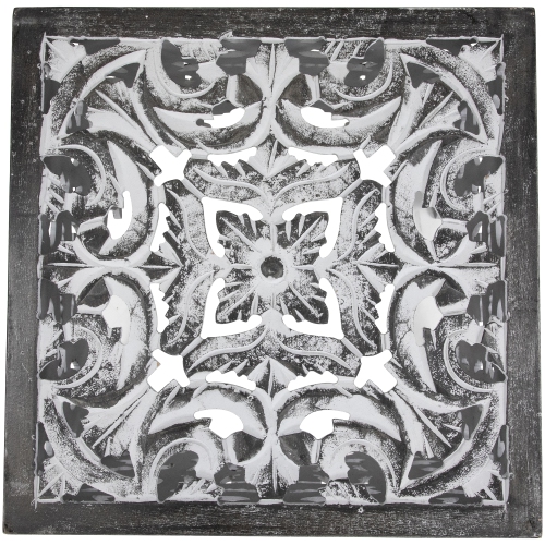 Set of 2 Antique Gray and Black Square Stackable Nesting Side Table and Stool 16"