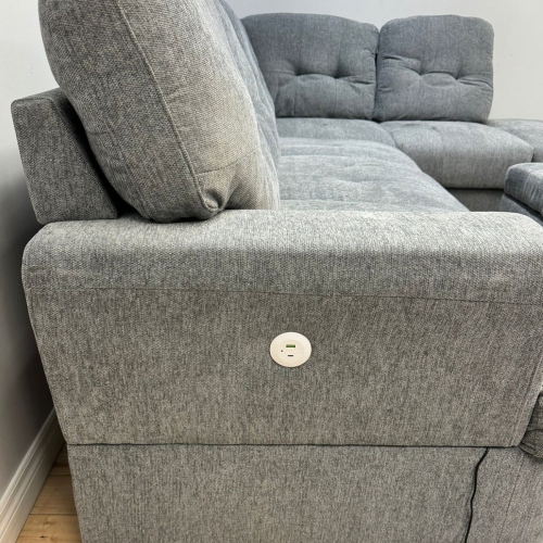 Cosmic Homes Bena Comfortable Sectional Sofa With RHF Chaise & Storage Ottoman - Exquisite Grey