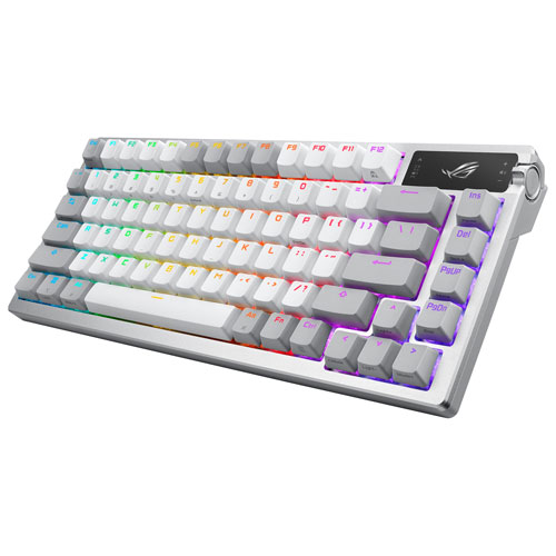 Clavier jeu mécanique sans fil ROG Azoth NX Snow à écran DELO sur mesure d'ASUS - Blanc lunaire - Exclusivité Best Buy