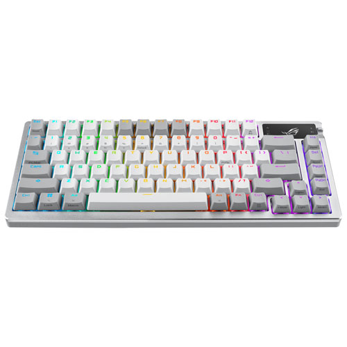 Clavier jeu mécanique sans fil ROG Azoth NX Snow à écran DELO sur mesure d' ASUS - Blanc lunaire - Exclusivité Best Buy