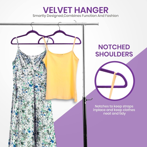 Utopia Home Premium Velvet Hangers 50 Pack - Non-Slip Clothes Purple Suit with 360 Degree Rotatable Hook Heavy Duty Coat