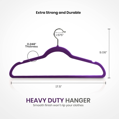 Utopia Home Premium Velvet Hangers 30 Pack - Non-Slip Clothes Purple Suit with 360 Degree Rotatable Hook Heavy Duty Coat