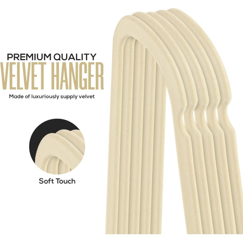 Utopia Home Premium Velvet Hangers 50 Pack - Non-Slip Clothes Ivory Suit with 360 Degree Rotatable Hook Heavy Duty Coat