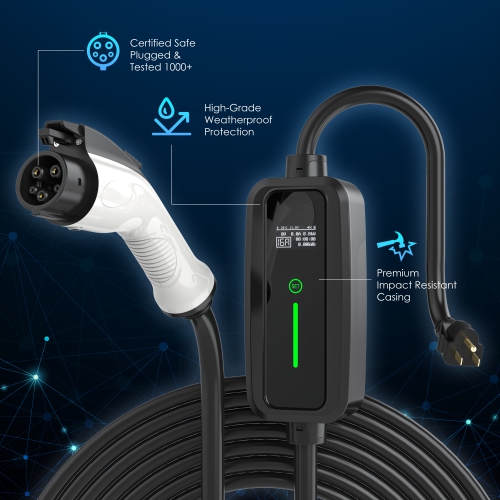 Chargeur 110&nbsp;V de 1 V de 16 a de Rexing, testé et certifié UL, station de recharge rapide pour voiture électrique intérieure/extérieure, prise