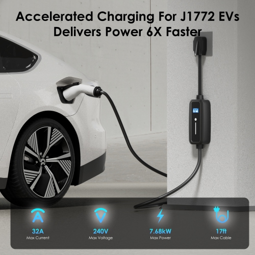 Rexing Level 2 EV Charger, UL Tested and Certified, Portable Electric Vehicle Charging Station for All J1772 EVs, 17 ft Extension Cord & J1772 Cable