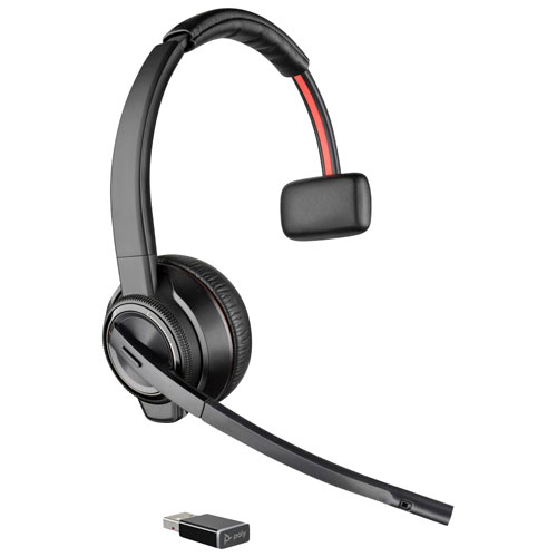 Casque d'écoute 100 % sans fil à suppression du bruit Poly Savi 8210 de HP - Noir