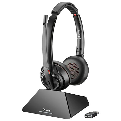 HP Poly Savi 8220 On-Ear Noise Cancelling True Wireless Headset - Black