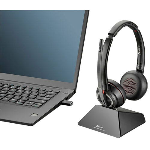 HP Poly Savi 8220 On-Ear Noise Cancelling True Wireless Headset - Black