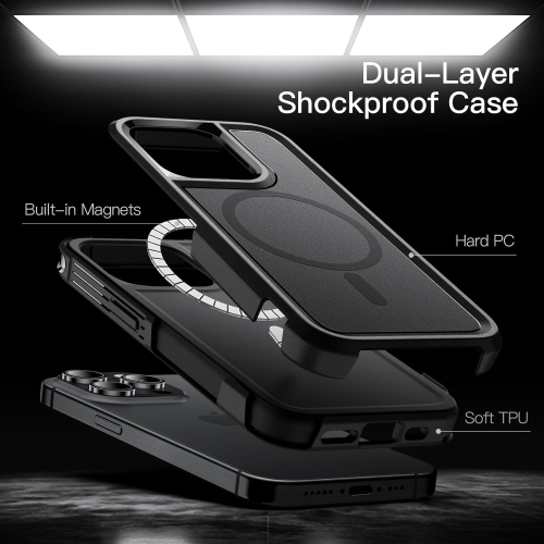【CSmart】 Dual Layers Magnetic Wireless Charging MagSafe Case Back Cover for iPhone 15 Pro