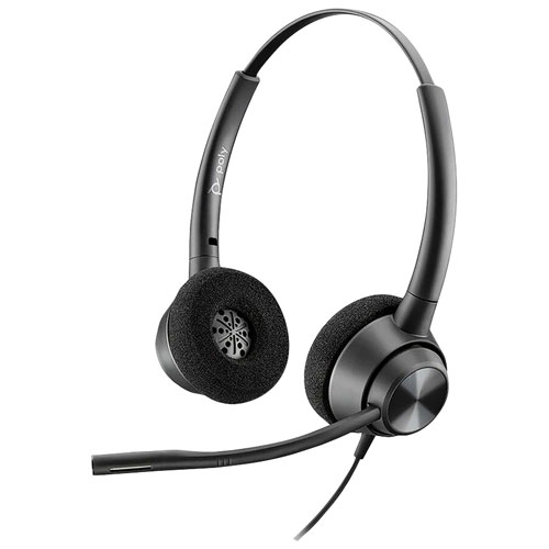 HP Poly EncorePro 320 On-Ear Noise Cancelling Wired Headset - Black