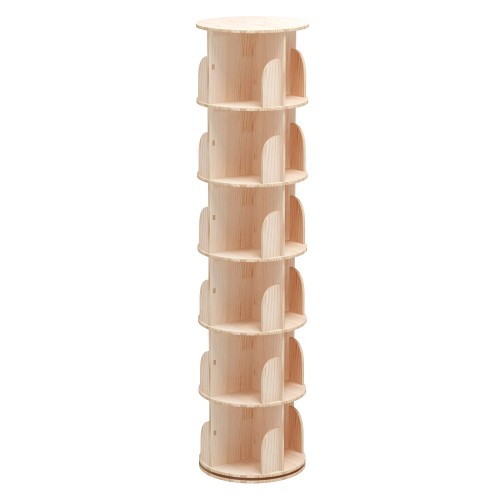 Image 1 de 4.. Étagère rotative à 6 niveaux, étagères empilables en bois massif pivotant à 360° pour la maison, la chambre, le bureau
