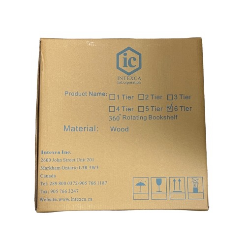 6 Tier Rotating Bookshelf, 360° Solid Wood Rotating Stackable Shelves Bookshelf Organizer for Home, Bedroom, Office